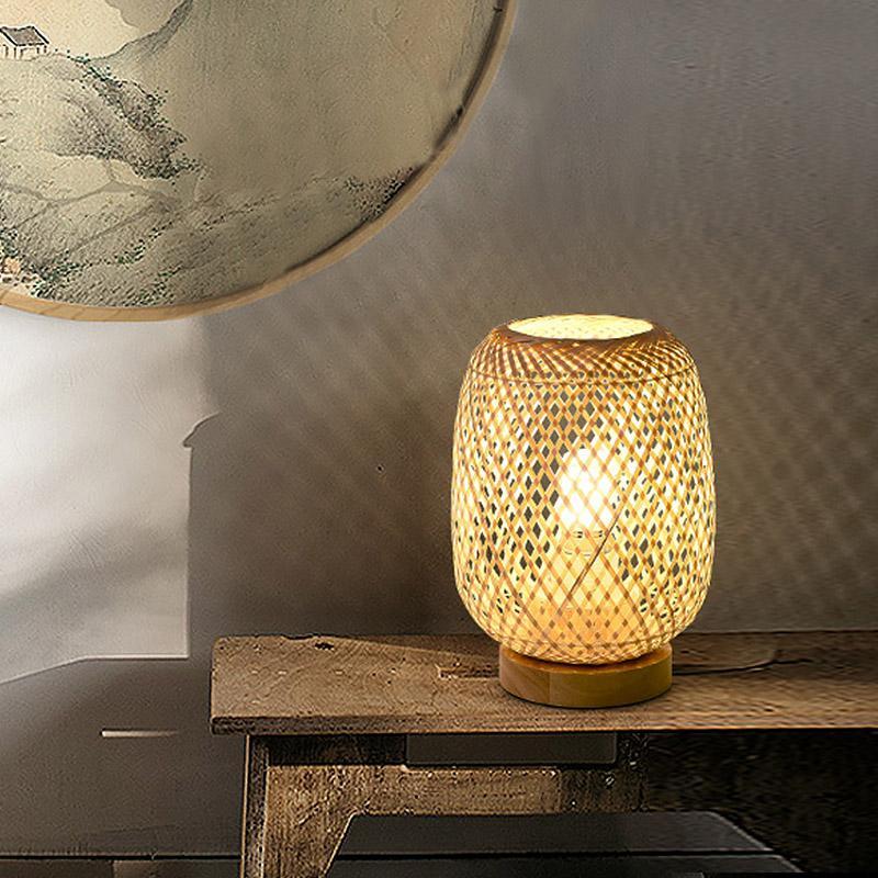 Small Rustic Bamboo Table Lamp Floor Lamp - dazuma