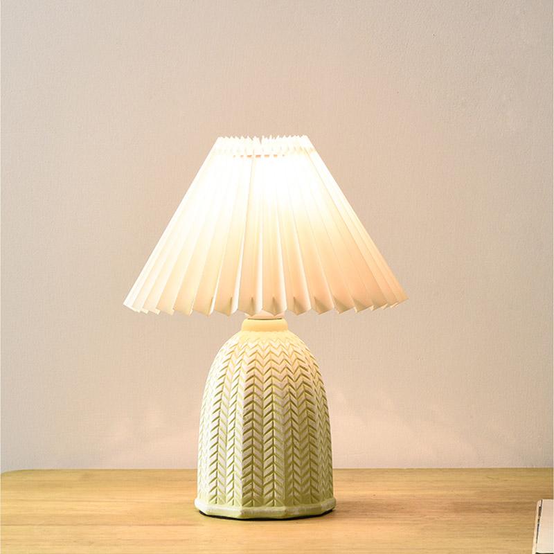 Vintage Tapered Pleated Linen Shade Ceramic 1 - Light Table Lamp