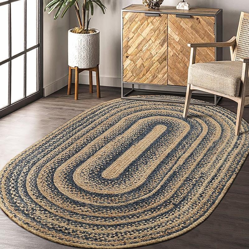 Rustic Galaxy Color Jute Rug Round Oval