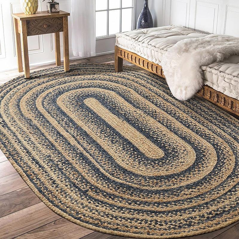Rustic Galaxy Color Jute Rug Round Oval