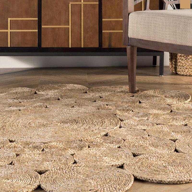 Rustic Round Rectangular Leaf Hemp Rugs