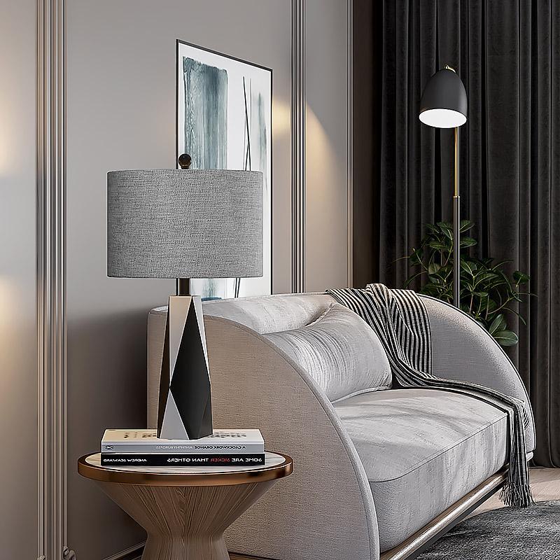 21'' 24'' Mid Century Modern Gray Scale Bedside Table Lamp - dazuma