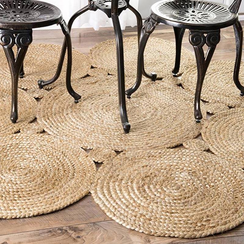 Rustic Round Rectangular Leaf Hemp Rugs