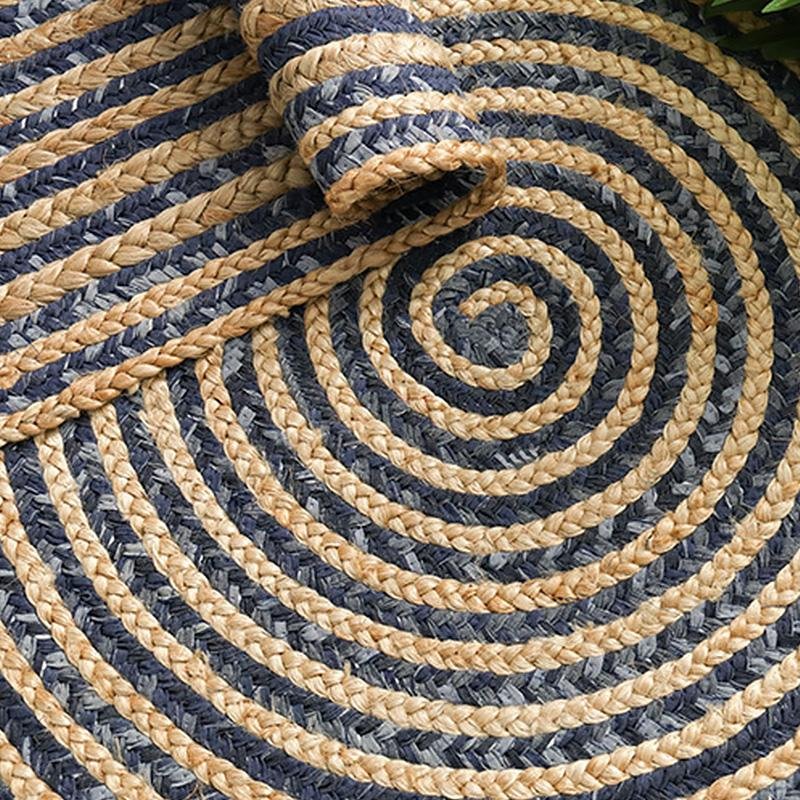 Rustic Denim and Jute Rug Rectangular Round Oval