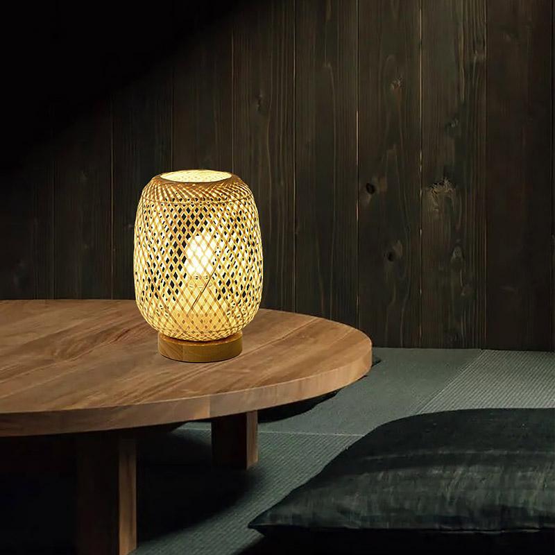 Small Rustic Bamboo Table Lamp Floor Lamp - dazuma