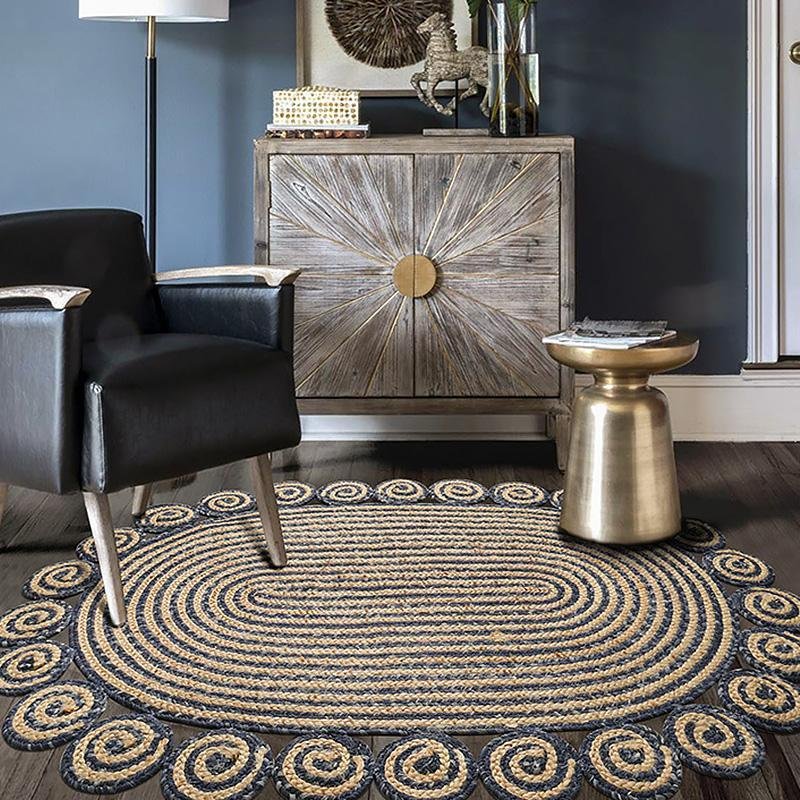 Denim Jute Yellow Blueish Gray Schemed Rug