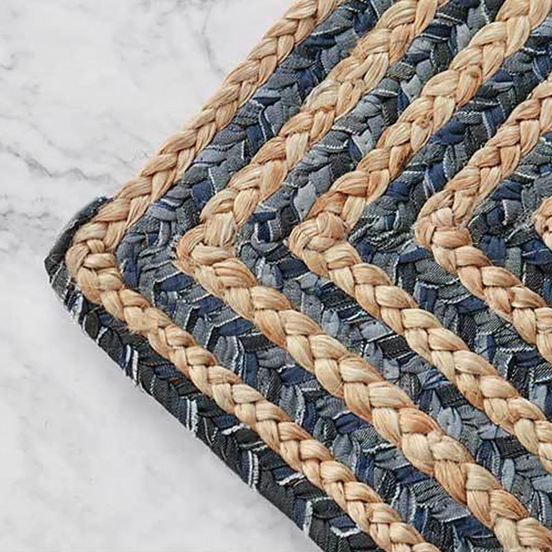 Rustic Denim and Jute Rug Rectangular Round Oval