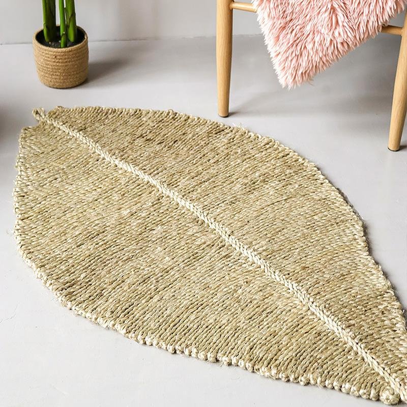 Rustic Round Rectangular Leaf Hemp Rugs