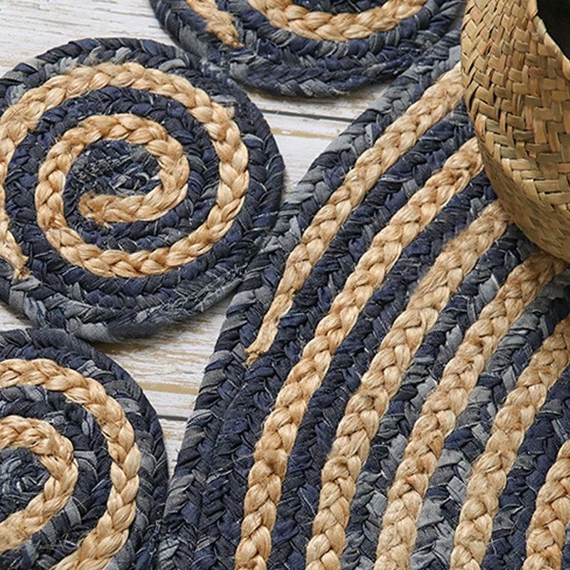 Denim Jute Yellow Blueish Gray Schemed Rug