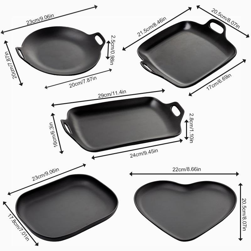5 - Piece Farmhouse Melamine Dinnerware Trays Set with Handles
