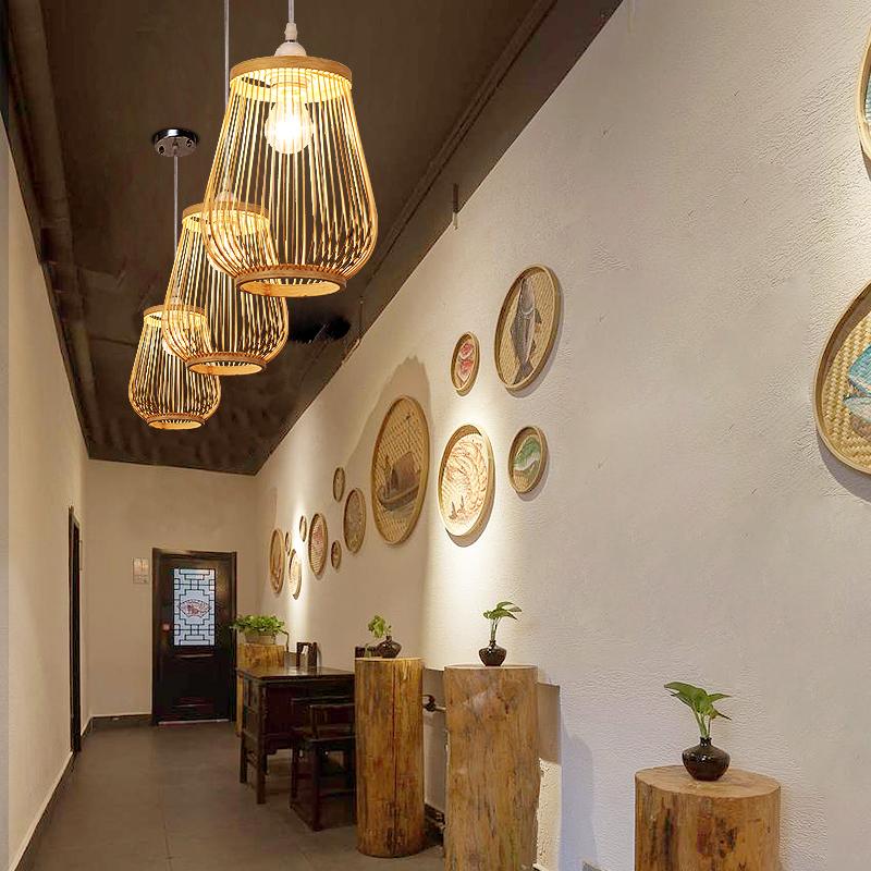 Rustic Natural Bamboo Pendant Lighting Hanging Bamboo Ceiling Light - dazuma