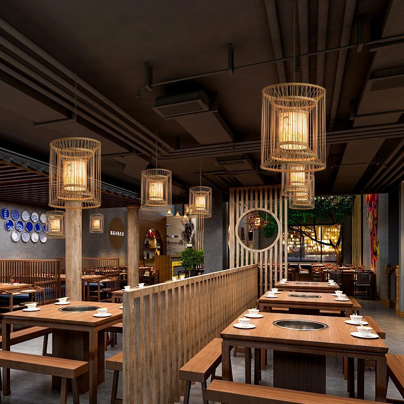 Multi - Layer Cylindrical Cage Pendant Light Decorative Bamboo Pendant Light