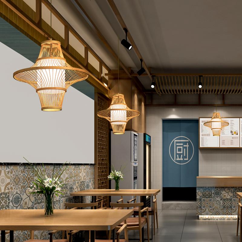 Two Cones Burlywood Colored Bamboo Pendant Light Ceiling Lights - dazuma