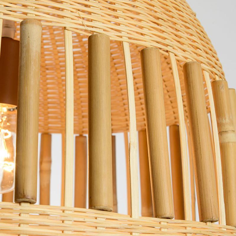 Dome-Shaped Bamboo Pendant Light With a Seethrough Middle Area - dazuma