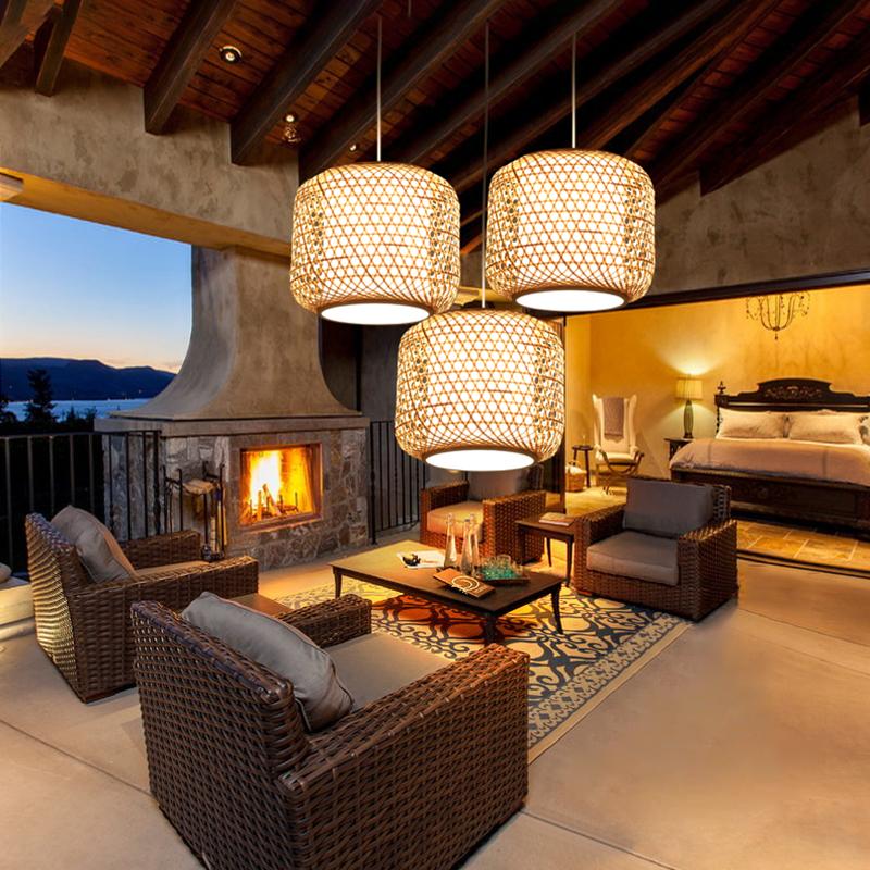 Sleek Modern-Looking Cylindrical Bamboo Pendant Light Ceiling Lights - dazuma