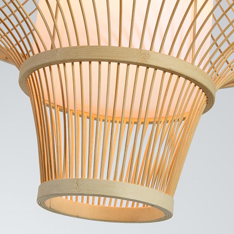 Two Cones Burlywood Colored Bamboo Pendant Light Ceiling Lights - dazuma