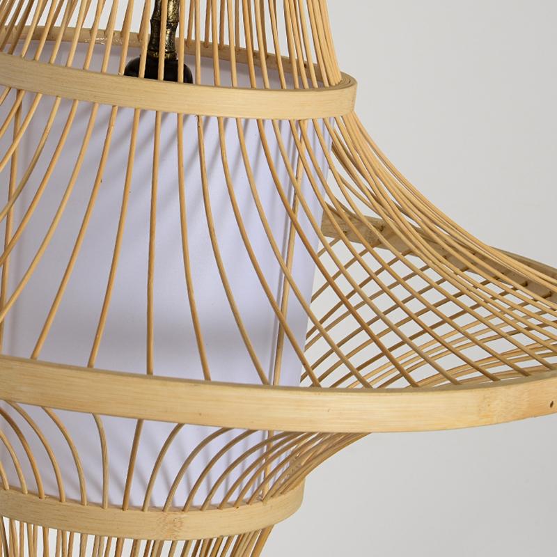 Two Cones Burlywood Colored Bamboo Pendant Light Ceiling Lights - dazuma