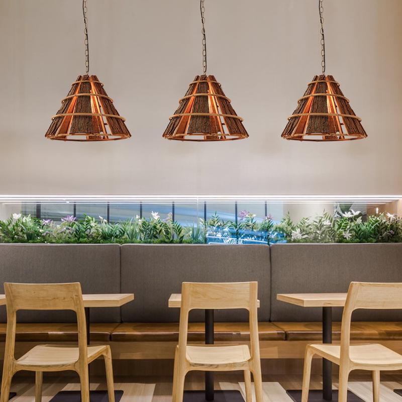 Richly Colored Wooden Pendant Light With a Farmhouse Appearance - dazuma