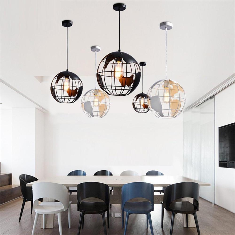 8'' Globe - shaped World Map LED Retro Pendant Lights Hanging Ceiling Lights