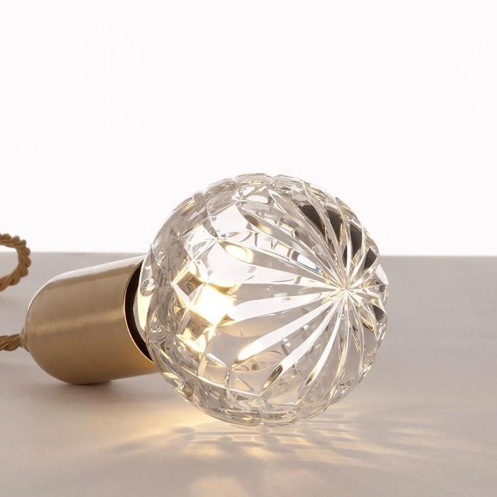 Close-up detail of acrylic bulb with textured light diffusion.