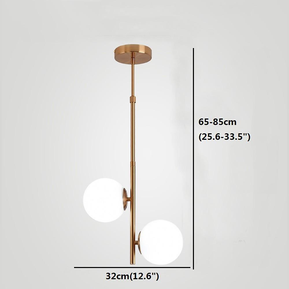 Vertical Gold Pendant dimensions showing 32cm width and adjustable 65-85cm hanging height specs.