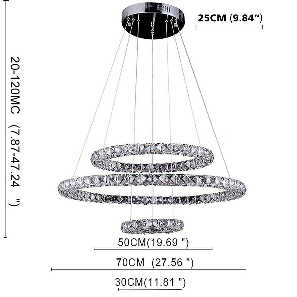 28'' LED 1-Light LED Eye Protection Crystal Adjustable Creative Chandelier LED Chic & Modern Metal Crystal Novelty Geometrical Circle Circle Design-dazuma