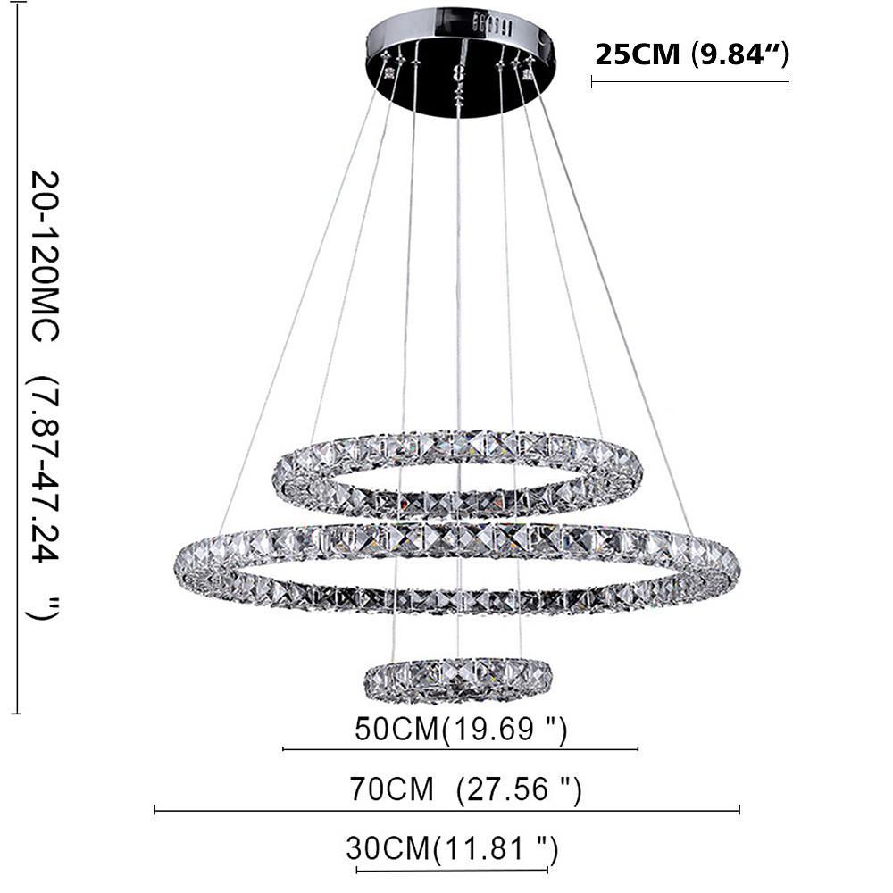 Luxury Crystal LED Chandelier 3 - Tier Geometric or Stacked LED Pendant light