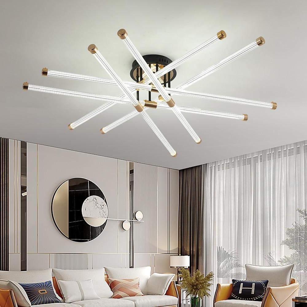 35'' LED 8-Light 6-Light 12 Bulbs Geometric Shapes Flush Mount Lights Nordic Style LED Acrylic Metal Flush Mounts Semi Flush Mounts-dazuma