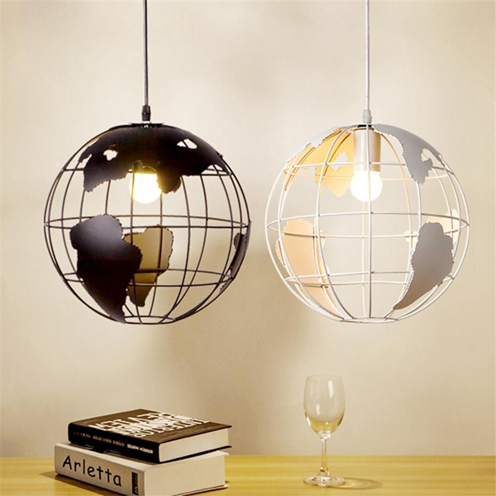 8'' Globe - shaped World Map LED Retro Pendant Lights Hanging Ceiling Lights