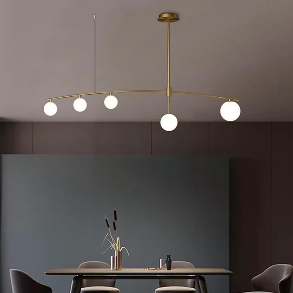 47'' LED 9-Light 6-Light 5-Light Line Design Chandelier Modern Copper Glass Metal Island Ceiling Lights