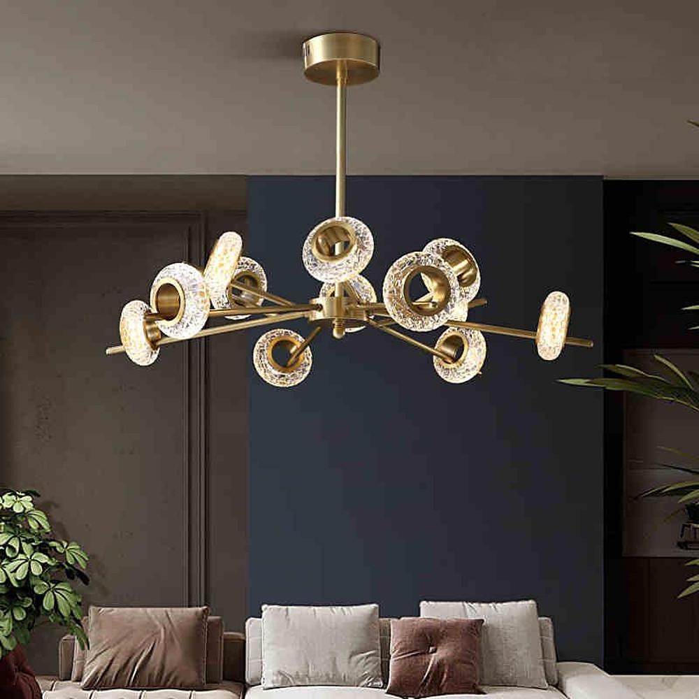 33'' LED 12 Bulbs 10-Light 8-Light 6-Light Sputnik Design Chandelier Modern Copper Glass Metal Chandeliers-dazuma
