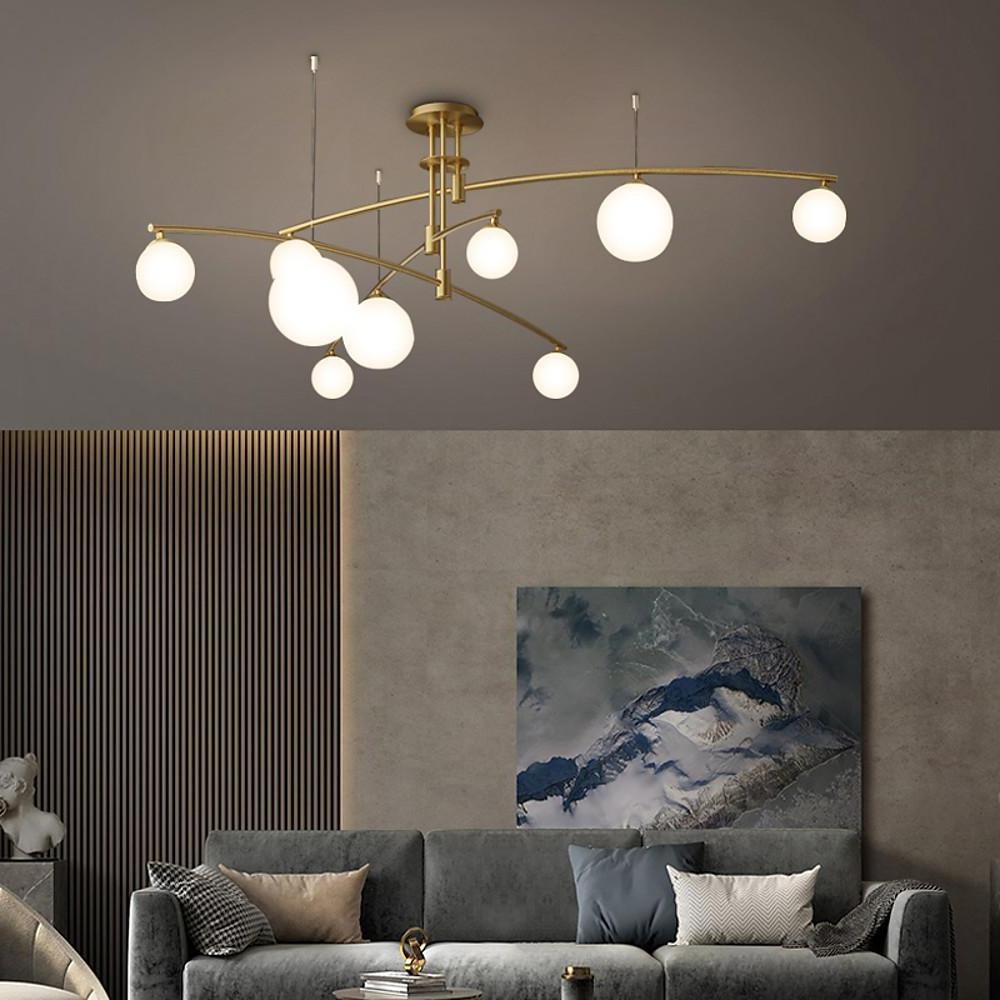 47'' LED 9-Light 6-Light 5-Light Line Design Chandelier Modern Copper Glass Metal Island Ceiling Lights