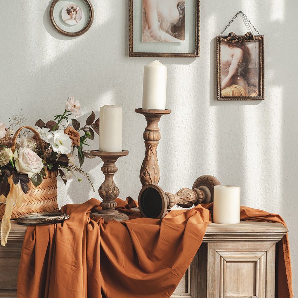 Antique Style Brown Totem Poles Candle Holder