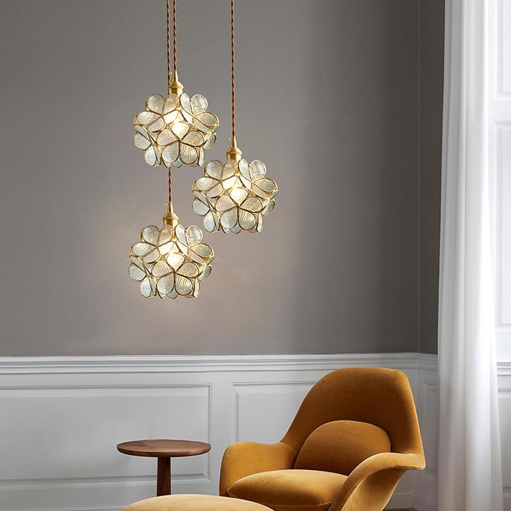 8'' LED Incandescent 1-Light Single Design Pendant Light Nordic Style Modern Glass Copper Island Lights-dazuma