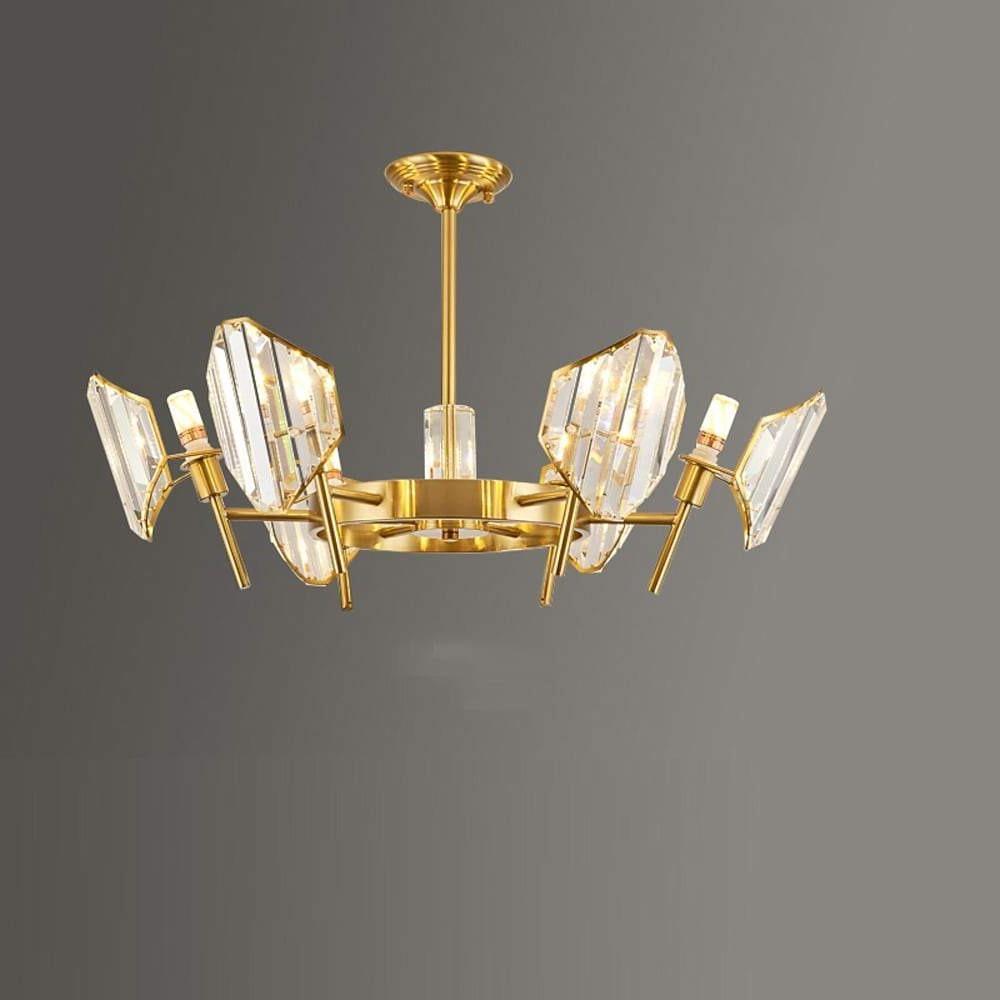 Brass Ring Frame Crystal Chandelier - Gold Metal, Crystal Accents Pendant Lights