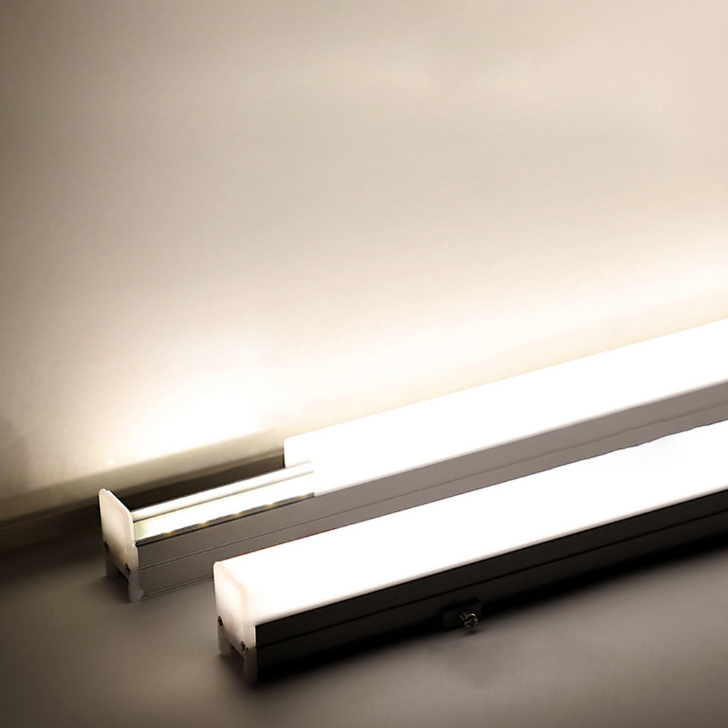 Architectural led strip lighting linear fixtures displayed on a neutral background showing minimalist profile design.