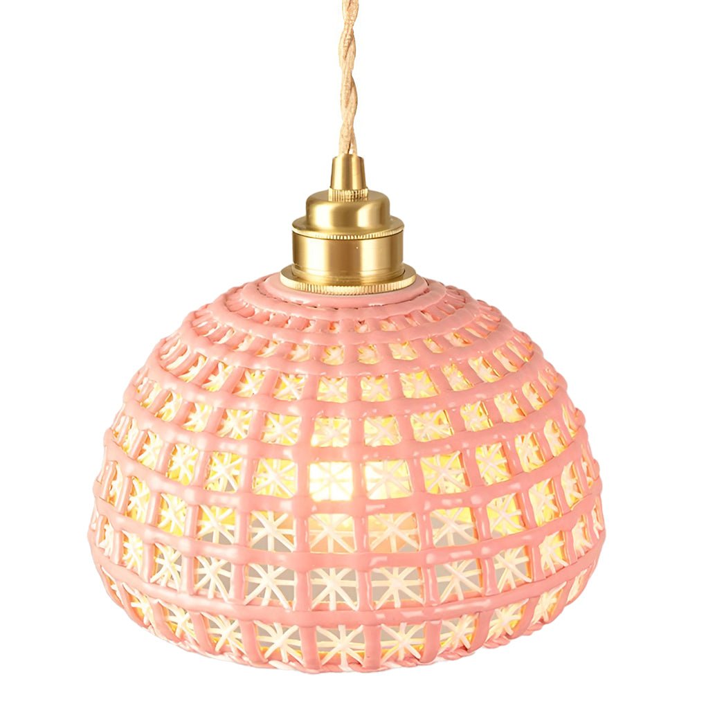 Artistic Semi Globe Ceramic Copper Pendant Light Modern Pendant Lighting - Dazuma