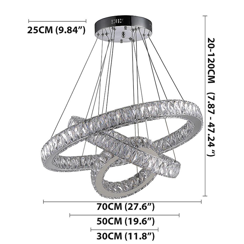 28'' LED 1-Light LED Eye Protection Crystal Adjustable Creative Chandelier LED Chic & Modern Metal Crystal Novelty Geometrical Circle Circle Design-dazuma