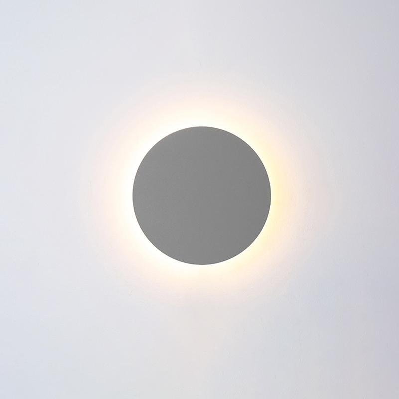 Gray round backlit wall light with soft glow