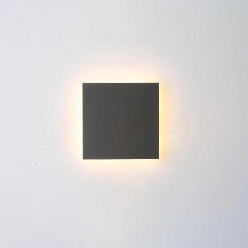 Dark square backlit wall light with indirect lighting