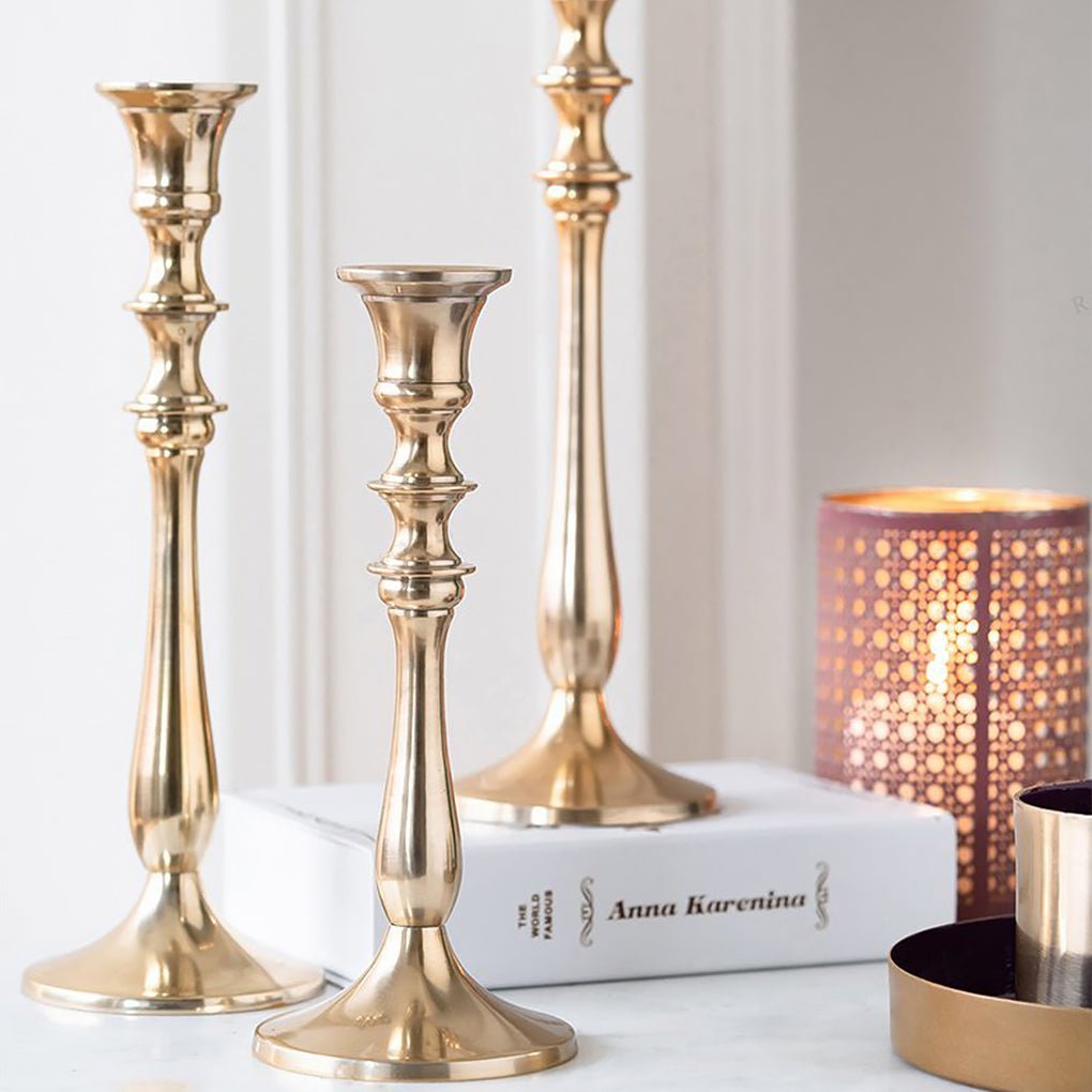 Bamboo Shape Metal Gold Candle Holder