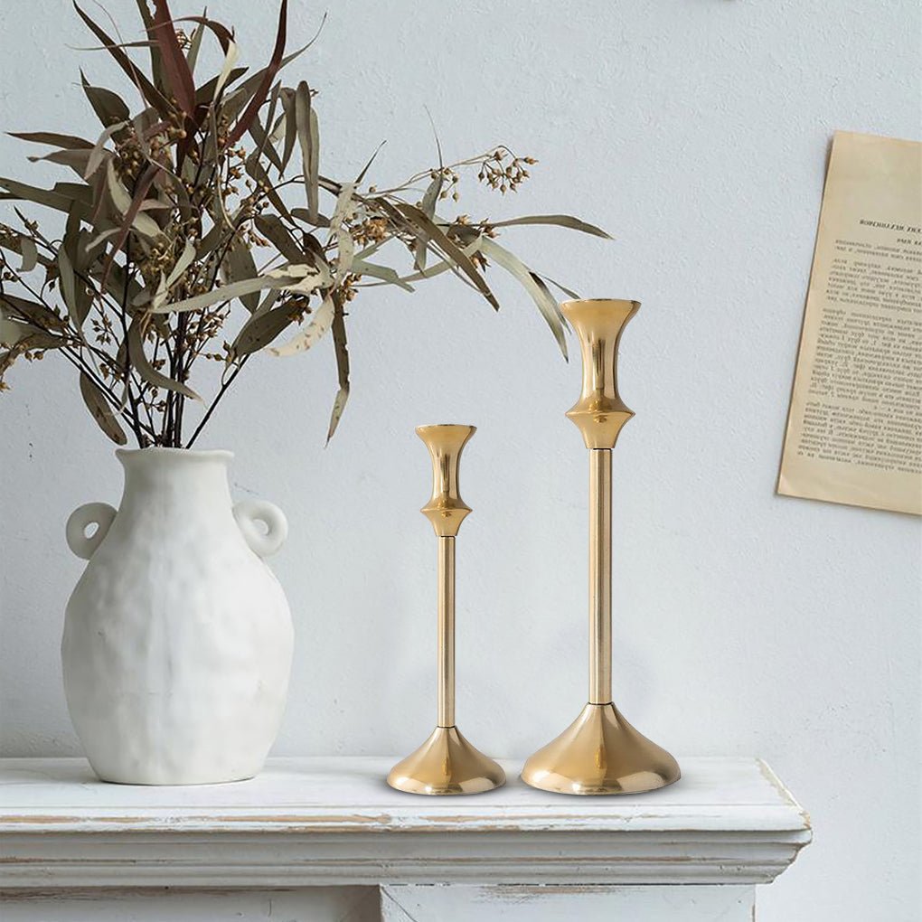 Bamboo Shape Metal Gold Candle Holder