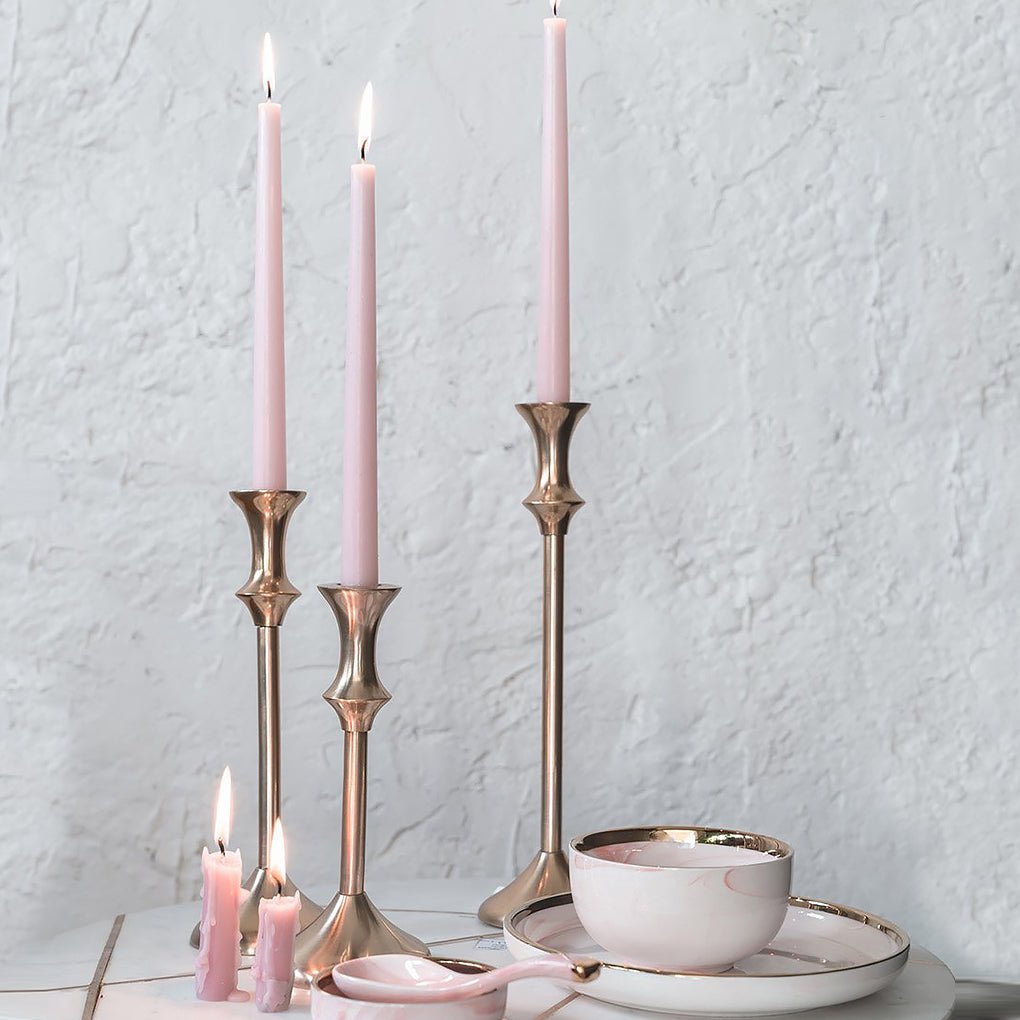 Bamboo Shape Metal Gold Candle Holder