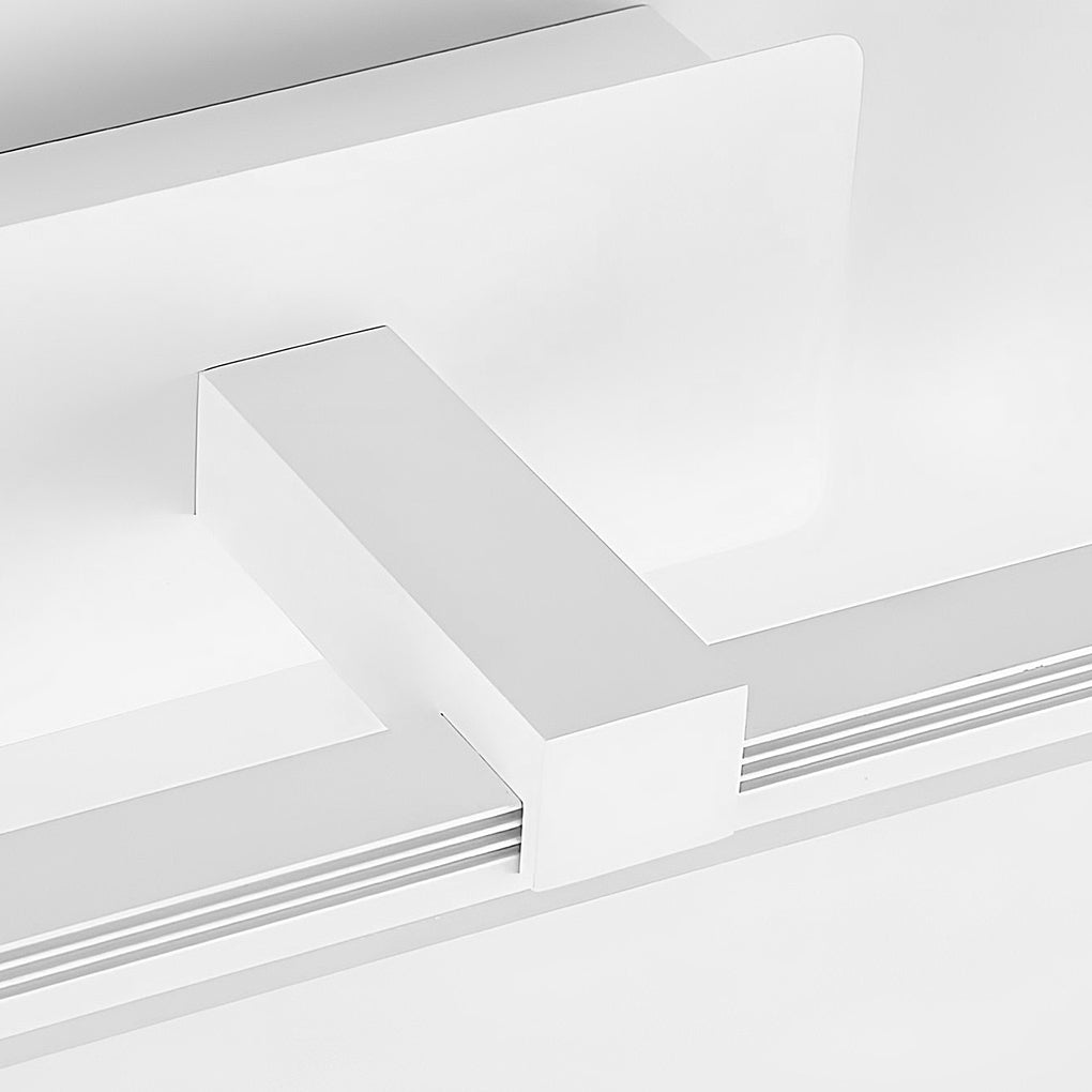 Close-up detail of mounting base for bathroom lights above vanity.