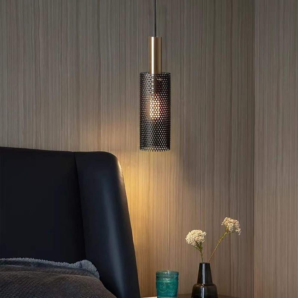 Cylinder Hanging Pendant Lights Metal Modern LED Bedroom Ceiling Lights