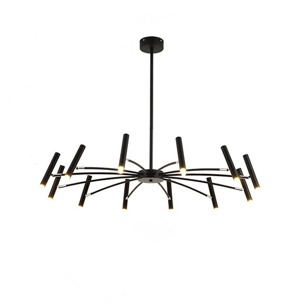 Linear Sputnik Chandelier - Black Metal, 12 Light, Modern Hanging Lights