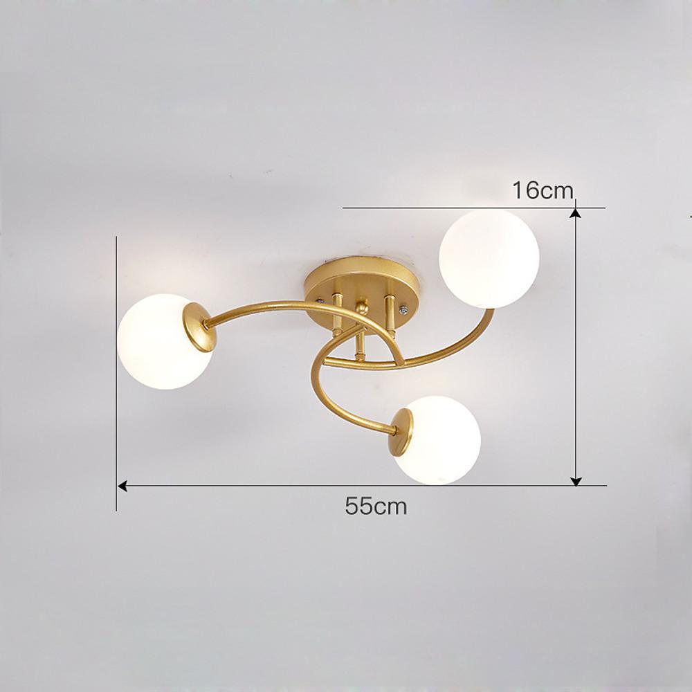 5 - light Glass Globe Design Swirled Metal LED Modern Ceiling Lights