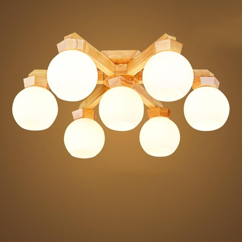 26'' LED Incandescent 7-Light 5-Light 3-Light Single Design Pendant Light Nordic Style Modern Wood Bamboo Glass Pendant Lights-dazuma
