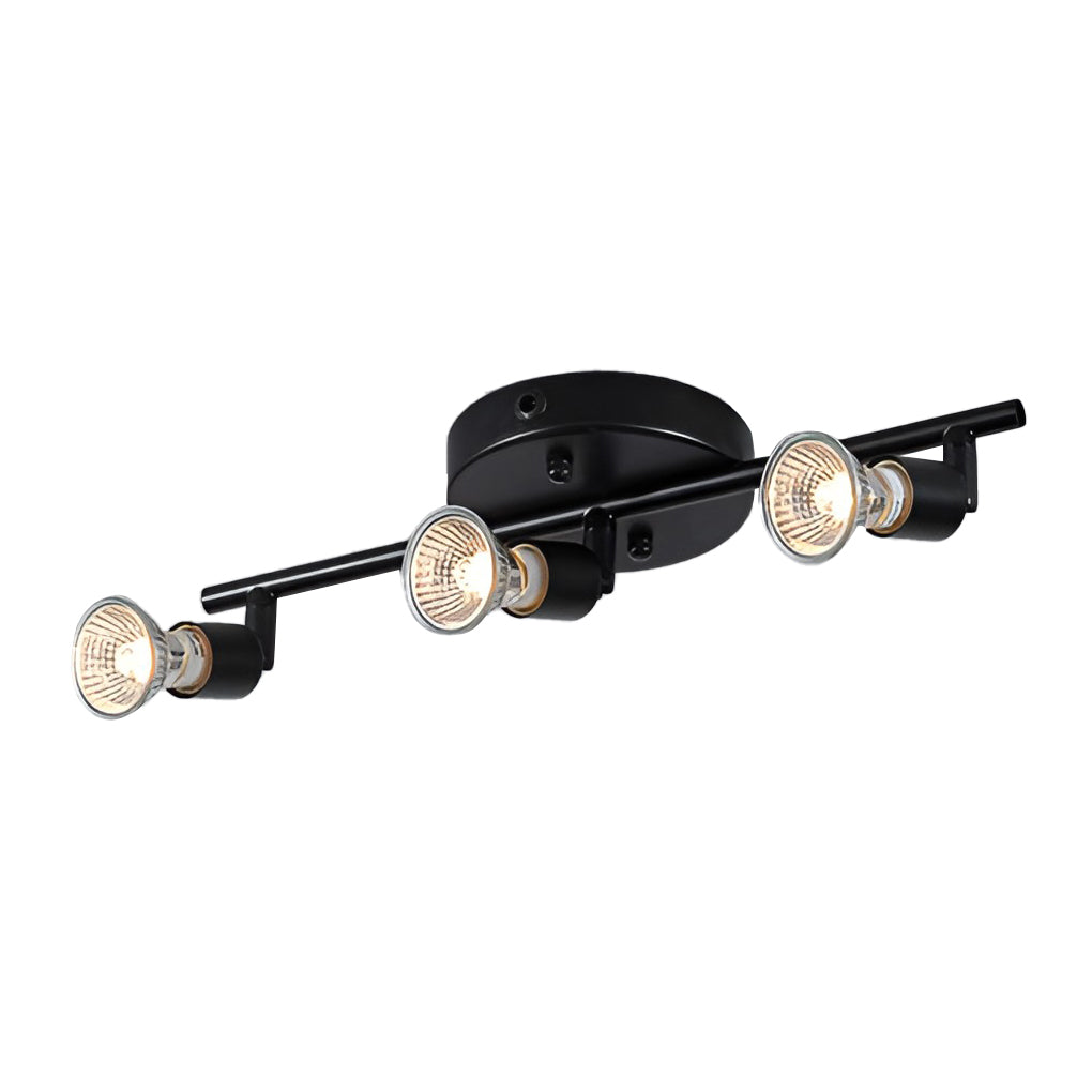 Black adjustable ceiling lights product image isolated on white background, showcasing compact multi-head design.