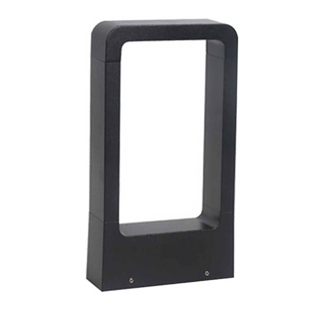 Black bollard lights dimensions, front view with size specifications.